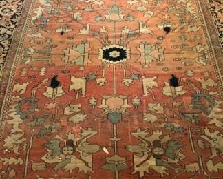 9’2” by 13’9” Antique 19th century Serapi rug 