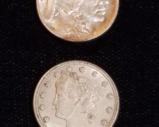 1883 Victory Nickel and 1915 Buffalo Nickel