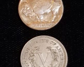 1883 Victory Nickel and 1915 Buffalo Nickel