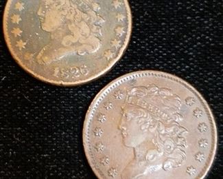 1826 and 1835 Half Cent Coins