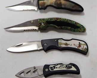 Wildlife Themed Folding Knives, Brands Include Apache Cutlery, Chipaway Cutlery And More, Total Qty 4
