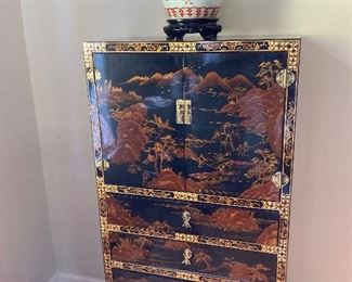 Amazing Tall Lacquer Chest.