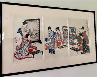 Japanese Signed Triptych