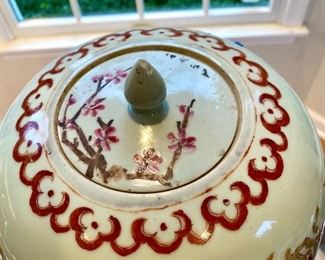 Large Impressive Qing Hongxian Famille Rose Covered Jar Decorated in Prunus  . . . Signed + COA.  Circa 1915-1916 more photos to follow.