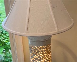 Pair of Antique Vintage 60yrs - Reticulated Blanc de Chine Lamps boasting a Prunus Tree + these lamps light both on the Bottom & Top.  Gorgeous!  More photos to follow