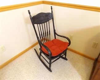 Antique Lacquered Turned Wood Rocking Chair
