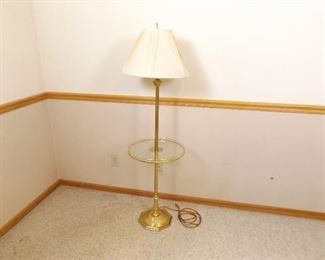 Vintage Brass Standing Glass Table Lamp
