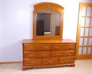 Solid Wood Low Boy Dresser and Mirror

