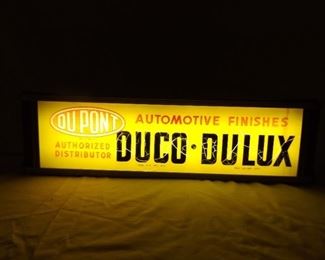 Vintage Dupont Duco-Lux Lighted Sign
