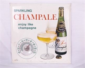 Vintage Sparkling Champale Thermometer Metal Sign
