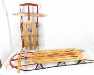2 Vintage Wood and Metal Sleds
