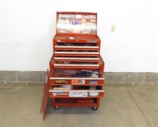 Craftsman Stand Up Metal Tool Box with Some Tools and Keys
