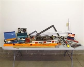 Lot of Misc. Hand Tools, Torches, Levels, Squares, Vise, etc.
