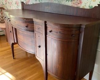 Antique Sideboard Buffet and Wine Bar Cabinet on wheels: 47"H x 78.5" W x 27"D . Matching Side Buffet also available
