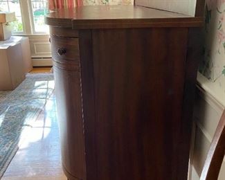 Antique Sideboard Buffet and Wine Bar Cabinet on wheels: 47"H x 78.5" W x 27"D . Matching Side Buffet also available