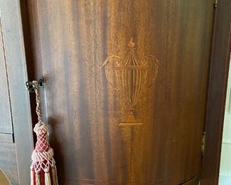 Antique Sideboard Buffet and Wine Bar Cabinet on wheels: 47"H x 78.5" W x 27"D . Matching Side Buffet also available