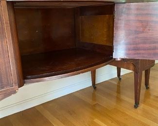 Antique Sideboard Buffet and Wine Bar Cabinet on wheels: 47"H x 78.5" W x 27"D . Matching Side Buffet also available