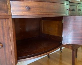 Antique Sideboard Buffet and Wine Bar Cabinet on wheels: 47"H x 78.5" W x 27"D . Matching Side Buffet also available