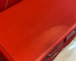 Thomasville American Oak Sofa Table: 27"H x 51"W x 17"D. Mirror and rug also available to complete this look!