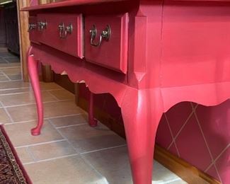 Thomasville American Oak Sofa Table: 27"H x 51"W x 17"D. Mirror and rug also available to complete this look!