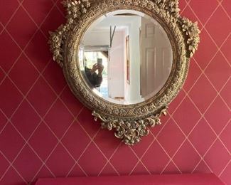 Antique gold toned mirror: 3'2"Wx4'2"L