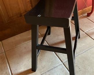 Black stool: 21"H x 18"W x 9.5" D. Perfect addition to your entry hallway to put on or take off shoes!