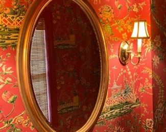 Gold Toned Accent Mirror:  31"H x 21.5"W