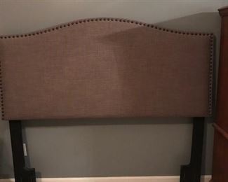 Queen headboard 63" Wx30" H (just cloth part).  54" W wood part and 61" tall from ground up