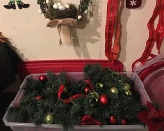 Bin of decorated garland