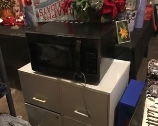 Microwave (only used a couple times)  2 metal 2 drawer filing cabinets