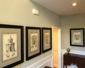 Set of four architectural prints