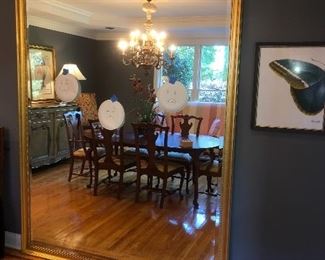 Very large gold guilt framed mirror with beveled edge