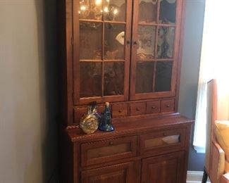 Solid wood lighted curio cabinet