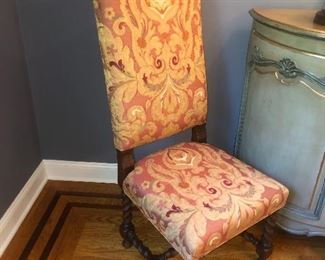 Pair of side chairs with barley twist leg