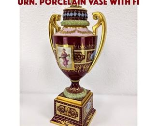 Lot 3 ROYAL VIENNA Lidded Handled Urn. Porcelain vase with fi