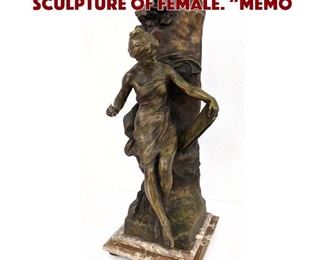 Lot 12 Lg E. PICAULT Bronze Figural Sculpture of Female. Memo
