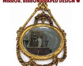 Lot 15 Vintage Gilt Carved Wood Mirror. Ribbon draped design w