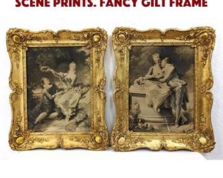 Lot 18 Pr French Style Courting Scene Prints. Fancy gilt frame