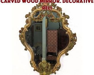 Lot 20 Fancy Painted Gesso Carved Wood Mirror. Decorative reli