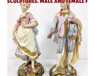 Lot 25 Pr Bisque Vintage Figural Sculptures. Male and female f