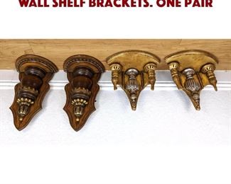 Lot 29 2 Pr Gilt Decorated Wood Wall Shelf Brackets. One pair