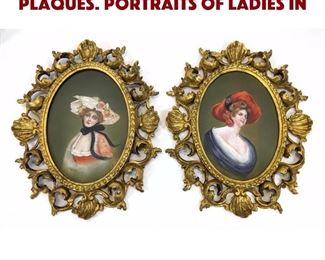 Lot 36 Pr KPM Berlin Porcelain Plaques. Portraits of ladies in