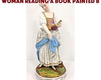 Lot 37 Painted Bisque Sculpture Woman Reading a Book Painted B