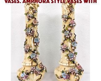 Lot 40 Pr MANMUTH 28 Pottery Vases. Amphora style vases with