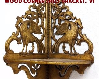 Lot 49 Vintage Carved Swan Gilt Wood Corner Shelf Bracket. Vi