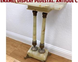 Lot 52 Green Onyx Champleve Enamel Display Pedestal. Antique c