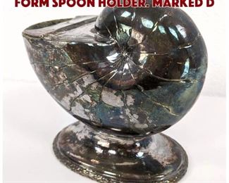 Lot 58 Vintage Silver Shaped Shell Form Spoon Holder. Marked D