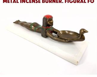 Lot 59 Egyptian Style Painted Metal Incense Burner. Figural fo
