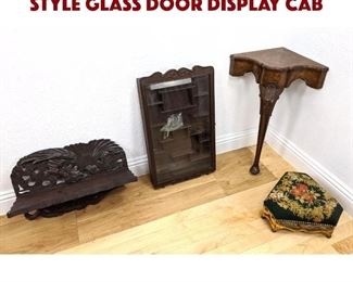 Lot 62 4pc Assorted Lot. 1 Asian style glass door display cab