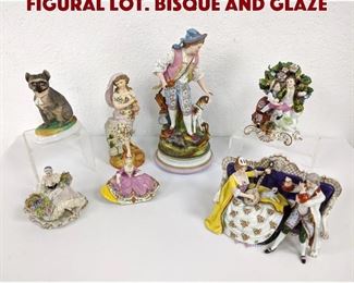 Lot 63 7pc Continental Porcelain Figural Lot. Bisque and glaze